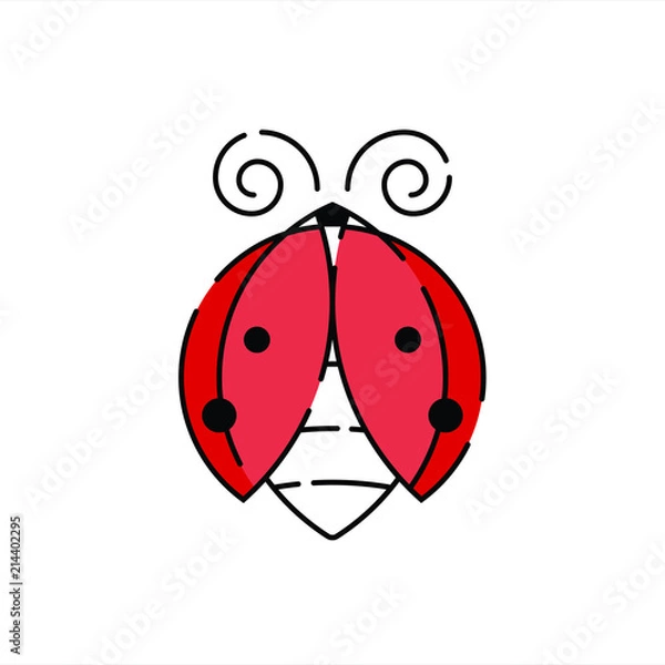 Fototapeta red lady bug icon and logo vector isolated on white background