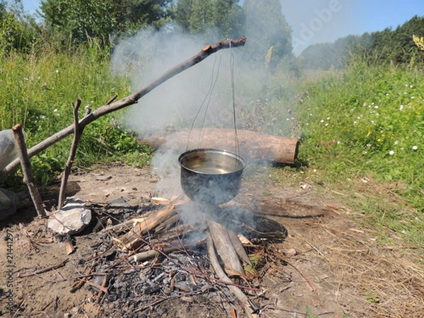 Obraz котелок над костром