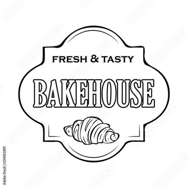 Fototapeta Signboard, logo or name for a baking shop with bread and sweets