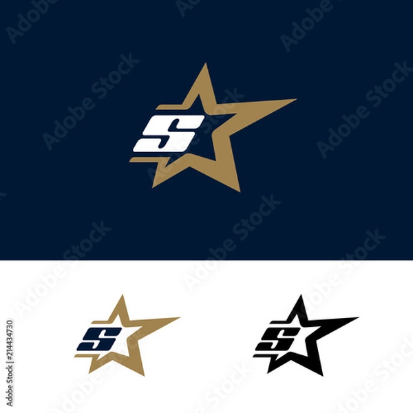 Fototapeta Letter S logo template with Star design element. Vector illustration. Corporate branding identity