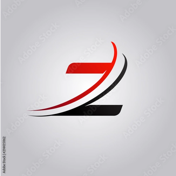 Obraz initial Z Letter logo with swoosh colored red and black