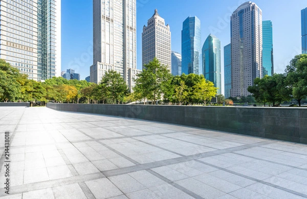 Fototapeta panoramic city skyline with empty square