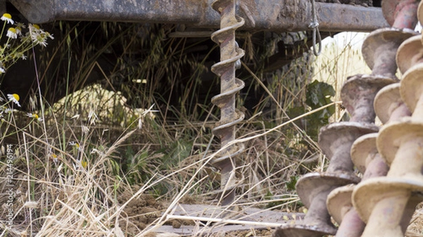 Obraz Geotechnical investigation - Drilling for soil samples (pre construction industrial work)