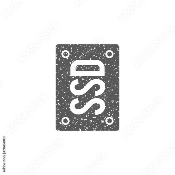 Fototapeta Solid state drive icon in grunge texture. Vintage style vector illustration.