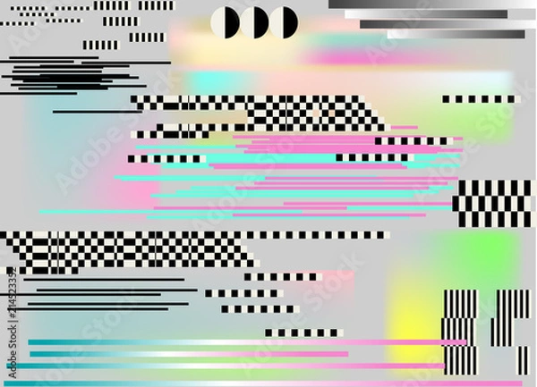 Obraz Glitch background art. Digital abstract pixel noise effect. Television glitched error screen.