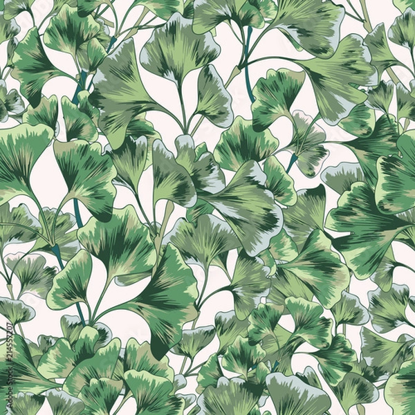Fototapeta Green Ginkgo Vector Seamless Vector Background