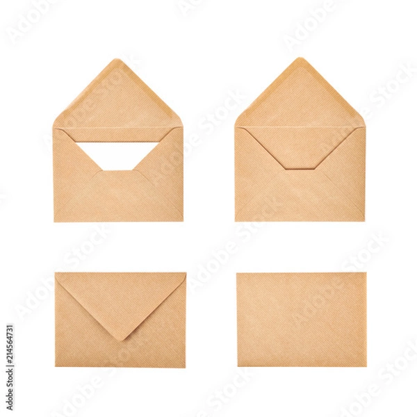 Fototapeta Closed and opened paper envelope isolated