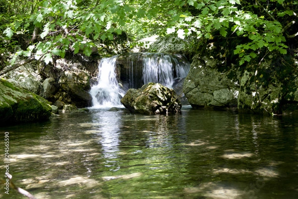 Fototapeta nostalgic dream detail of waterfall in Sassinoro