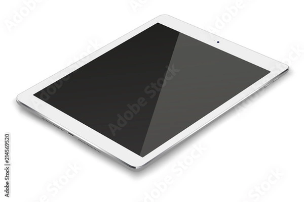 Obraz Tablet pc computer with black screen isolated on white background.