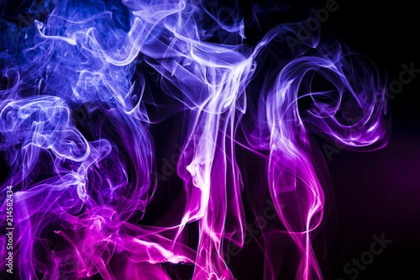 Fototapeta Colored smoke on black background