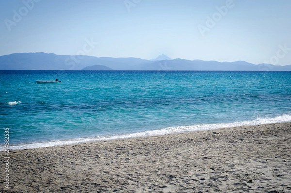 Obraz пейзаж дикого пляжа на фоне гор