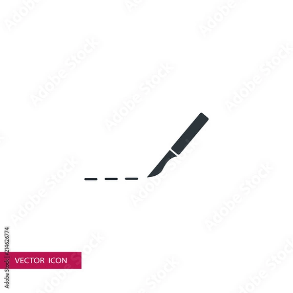 Obraz scalpel, surgery knife vector icon illustration