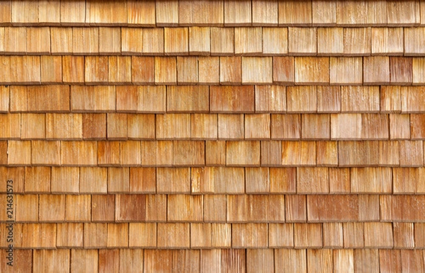 Fototapeta Holzschindeln am Hausdach.