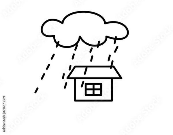 Fototapeta 家雲雨(線画)