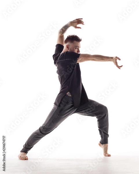 Fototapeta Young beautiful dancer is posing in studio