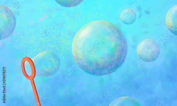 Fototapeta multi-colored bubbles on a blue