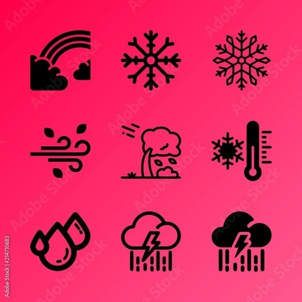 Obraz Vector icon set about weather with 9 icons related to space, lighning, flat, condensation, floral, ornate, humidity, beauty, smoke and ocean