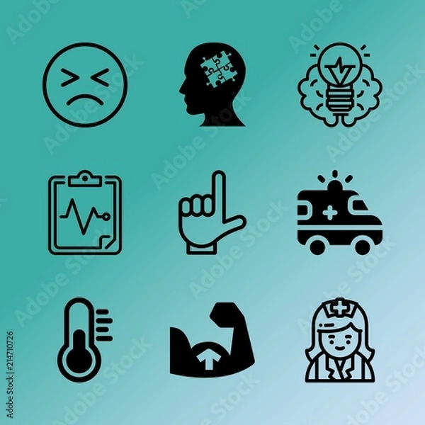 Obraz Vector icon set about medicine with 9 icons related to human, data, support, road, van, female, info, sport, graphic and bone