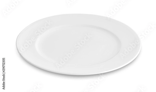 Fototapeta empty white plate, dish isolated on white background.