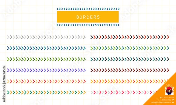 Obraz シンプル矢印モチーフの手描き罫線