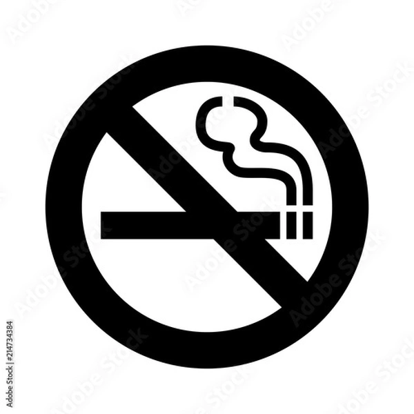 Fototapeta Black No Smoking Sign Icon Vector Template