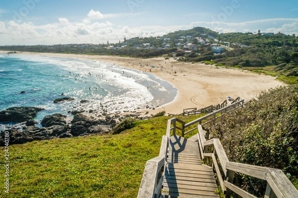 Fototapeta Lighthouse beach seen from the lighthouse in Port Macquarie in the summer