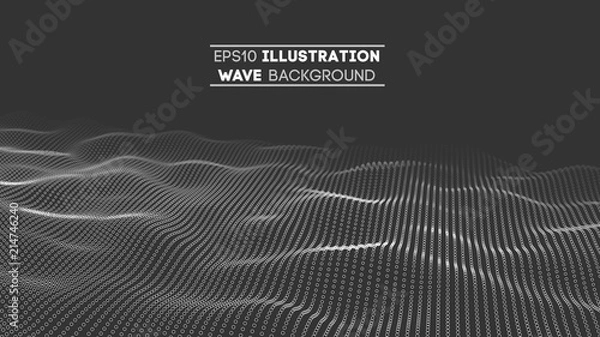 Fototapeta Data technology abstract futuristic illustration . Low poly shape with connecting dots and lines on dark background. 3D rendering . Big data visualization .