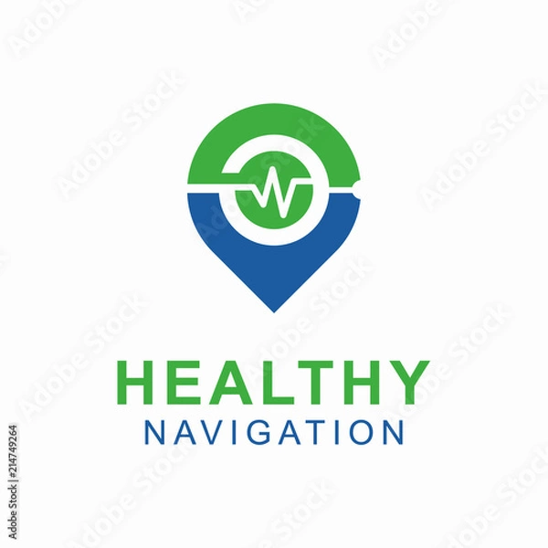 Fototapeta Healthy Navigation or Pulse Point Logo Vector Template