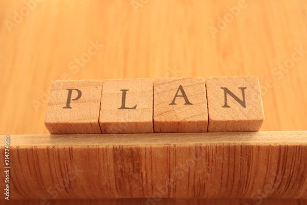 Fototapeta Wooden Block Text of Plan