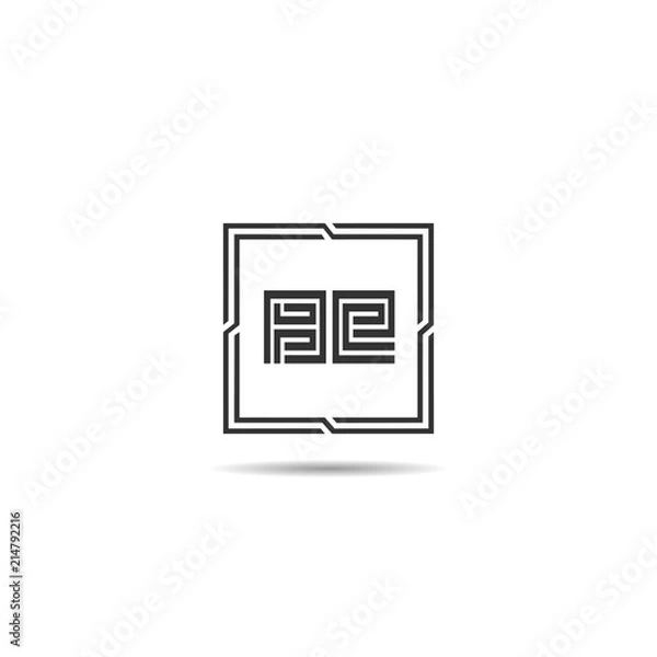 Fototapeta Initial Letter BE Logo Template Design