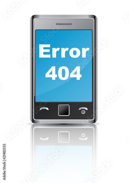 Fototapeta Icono movil con texto "Error 404"