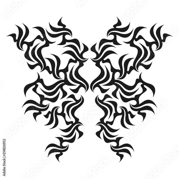 Fototapeta Ornamental abstract ink shape. Simple tattoo. Tribal sign. 