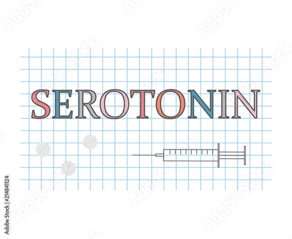 Fototapeta serotonin word on checkered paper sheet- vector illustration