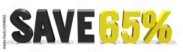 Fototapeta sixty five percent savings 3d text
