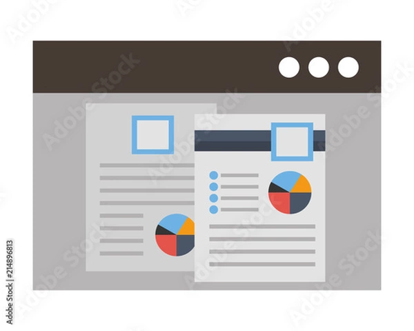 Fototapeta web page template with documents isolated icon