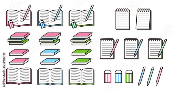 Obraz 本・メモ・ノート・筆記具のセット