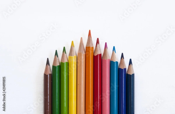 Obraz colored pencils on white background