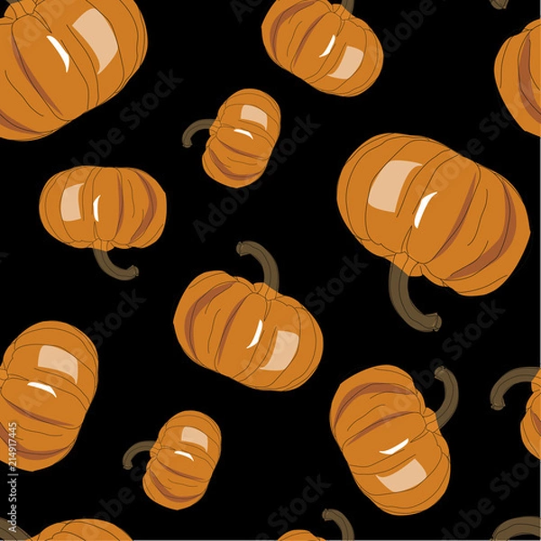 Fototapeta Seamless vector pattern with pumpkin