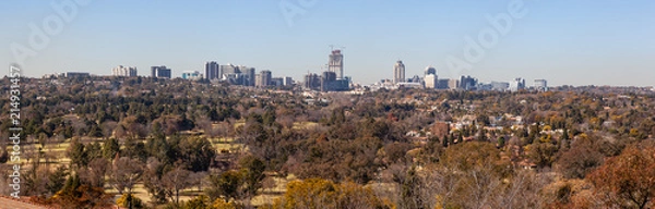 Fototapeta the skyline of Sandton and surrounding suburbs, Johannesburg, South Africa.