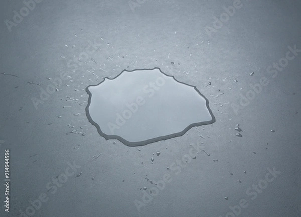 Fototapeta Liquid or water drops splash on the floor , Dark color tone, abstract background