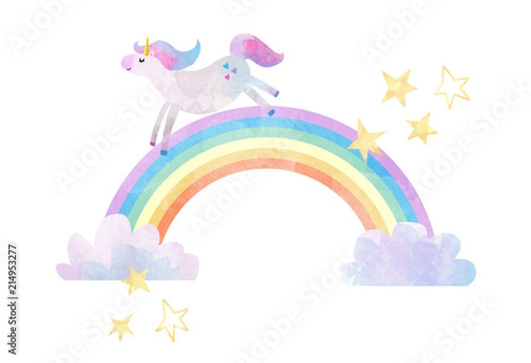 Obraz Ilustracja akwarela jednorożca