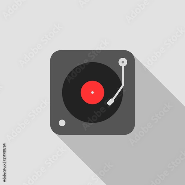 Obraz Vinyl Record Disk Flat Style Design Icon Gray