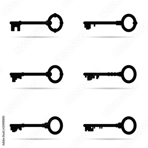 Fototapeta key vector six icon in old version