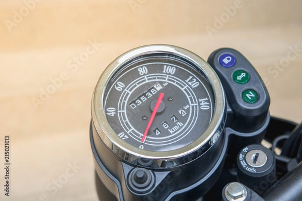 Fototapeta Screen display speed gauges of motorcycle miles.