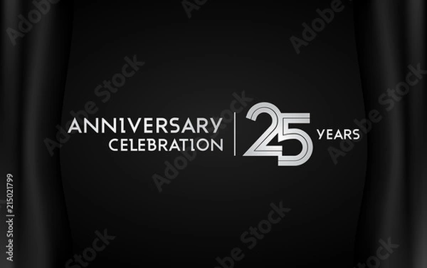 Obraz 25 Years Anniversary Logotype with   Silver Multi Linear Number Isolated on Dark Background
