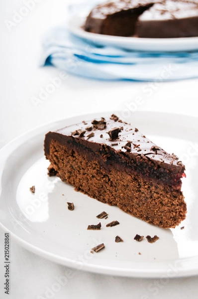 Obraz Slice of Chocolate pomegranate torte