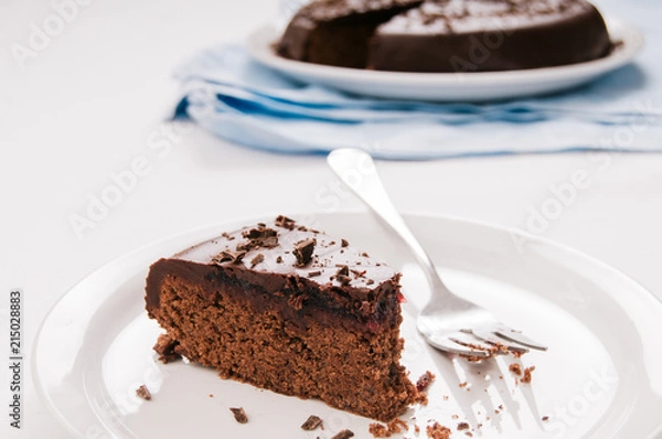 Obraz Slice of Chocolate pomegranate torte