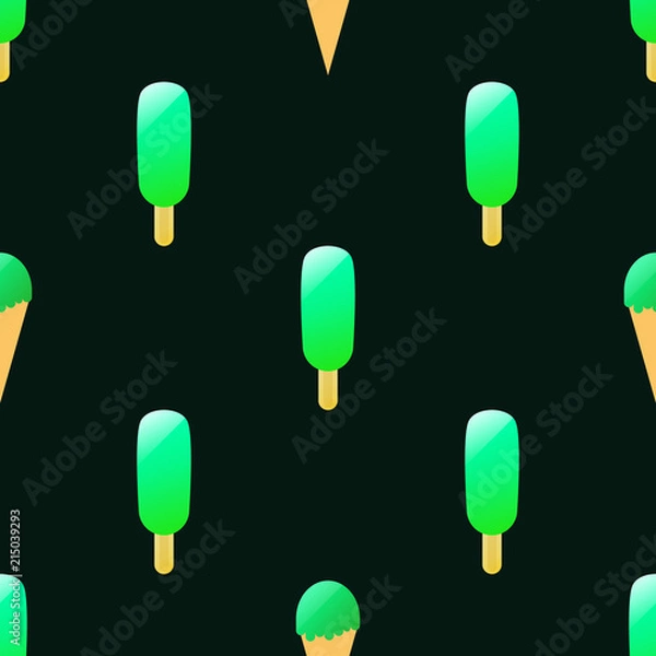Fototapeta Seamless ice cream pattern colorful background