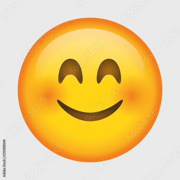 Fototapeta Vector smiling emoji. Smiling face. Happy. Cute emoticon isolated on white background.