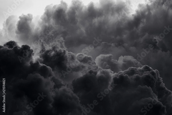 Fototapeta Dramatic black smoke from a fire